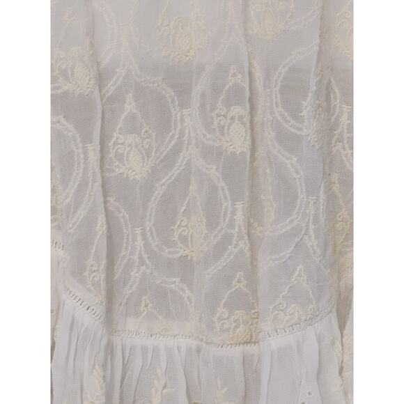 Anthropologie The Deco Tunic Sheer Lace Dress Cover-Up Tie Back Ivory Womens S - Picture 5 of 10